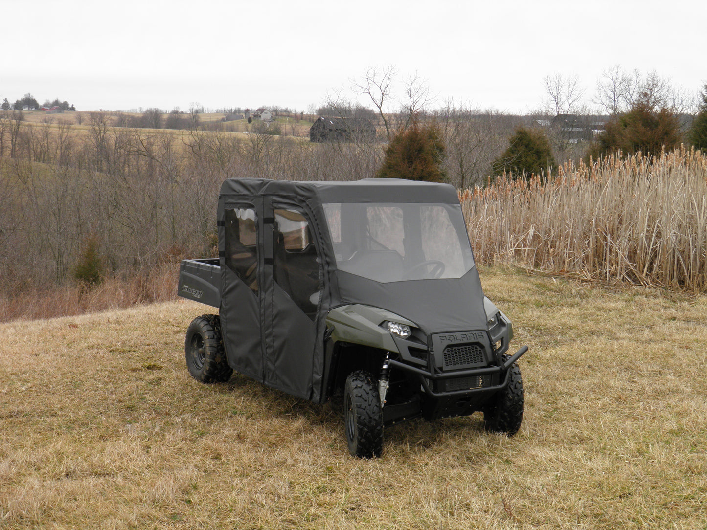 Polaris Ranger Crew 570 Mid Size - 4 Passenger - CAMO Full Cab Enclosure with Vinyl Windshield