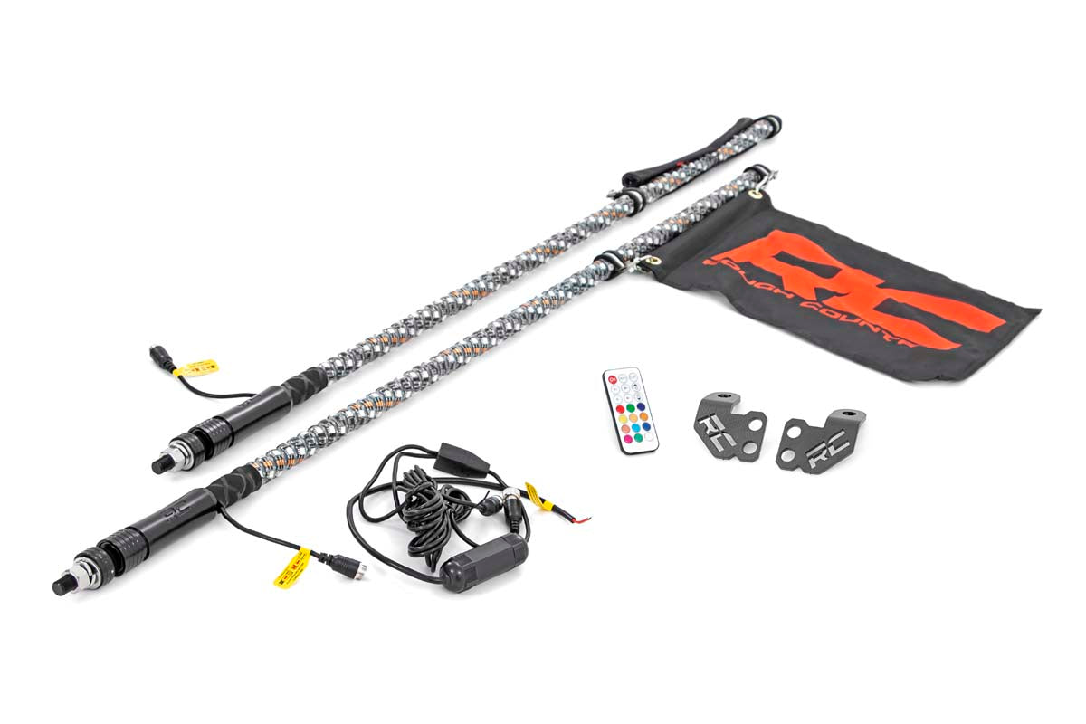 Whip Mount | Cage | 4' Multl-Color LED Whip Pair | Polaris RZR XP 1000 